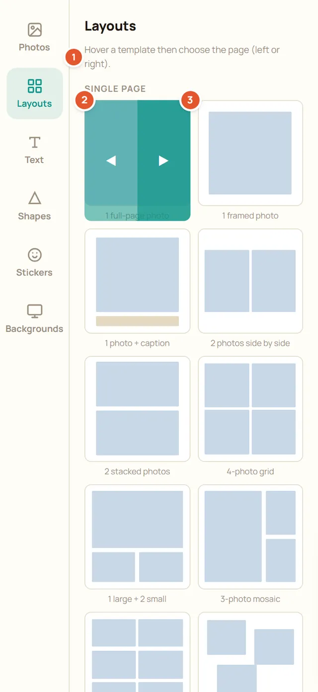 Annotated screenshot: Layouts