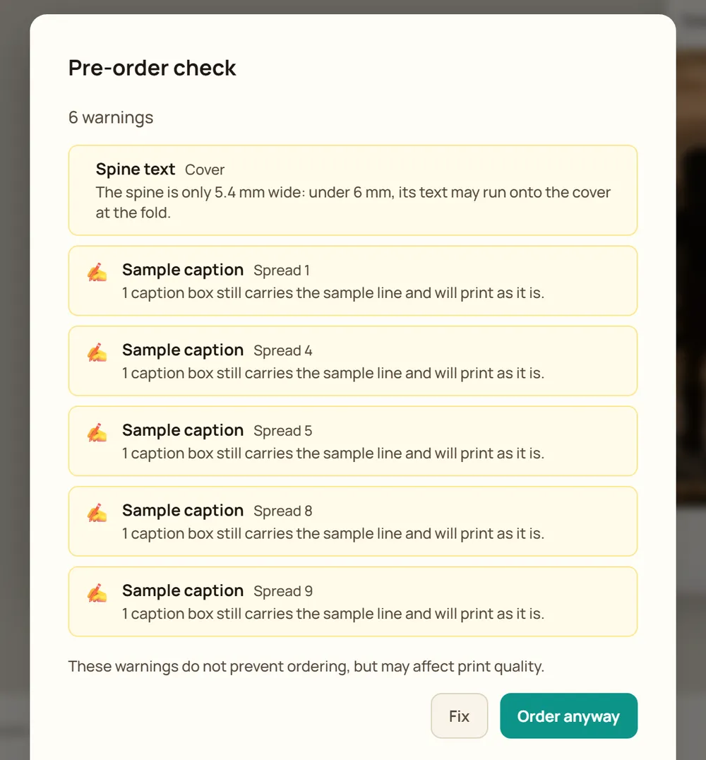Annotated screenshot: Check and order
