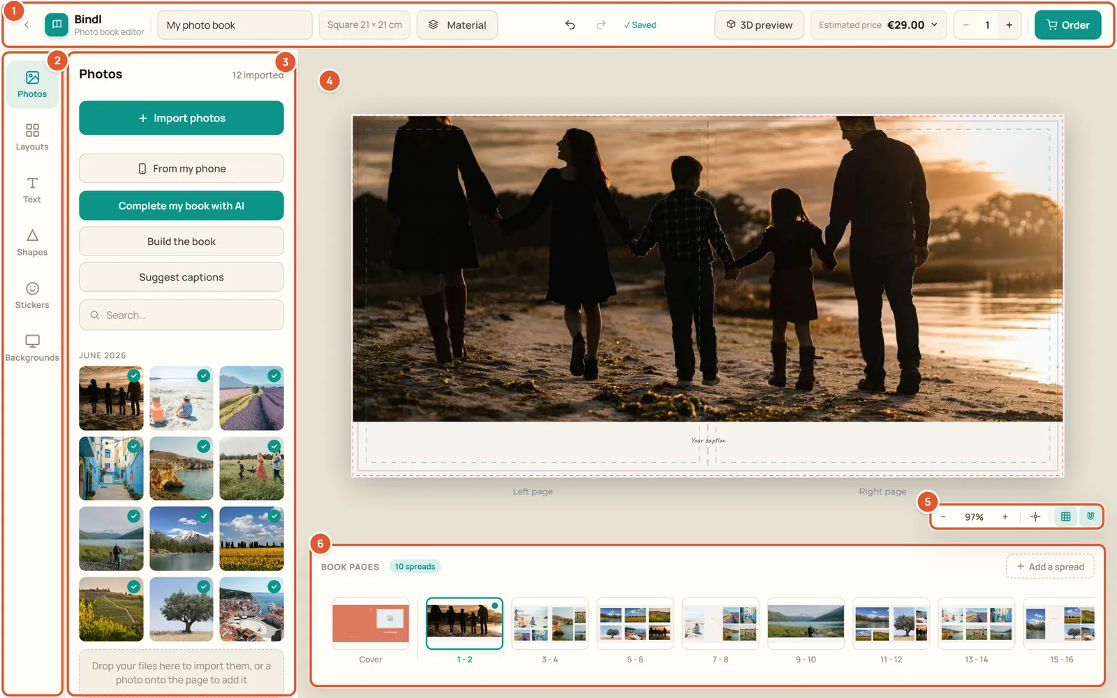 Annotated screenshot: The screen at a glance