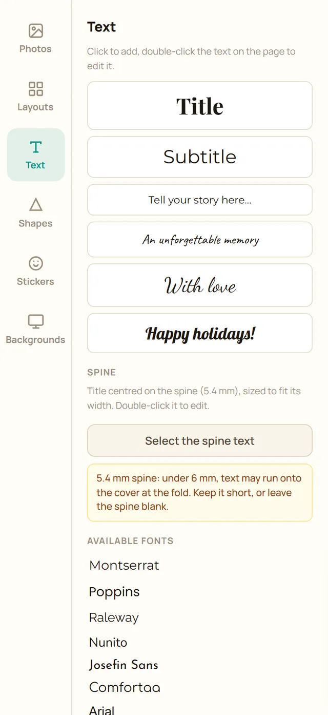 Annotated screenshot: Text
